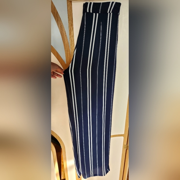 Dynamite Striped Wide-Leg Navy Blue and White Mid-Rise Pant Size Medium - Picture 5 of 15